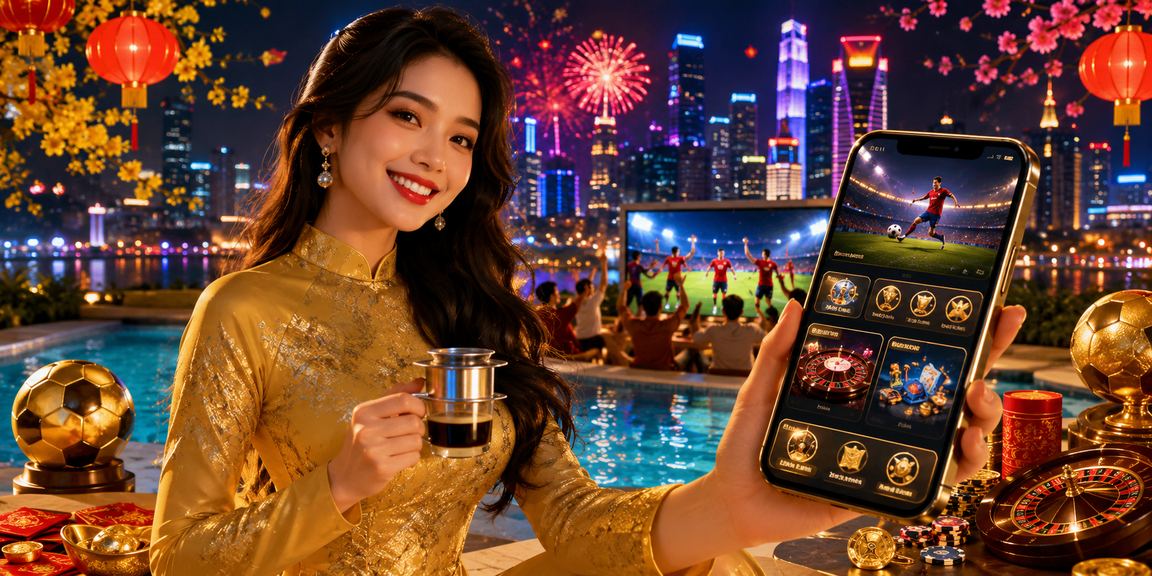 Người dùng tại TP. Hồ Chí Minh đăng nhập ứng dụng casino trong trang phục áo dài truyền thống