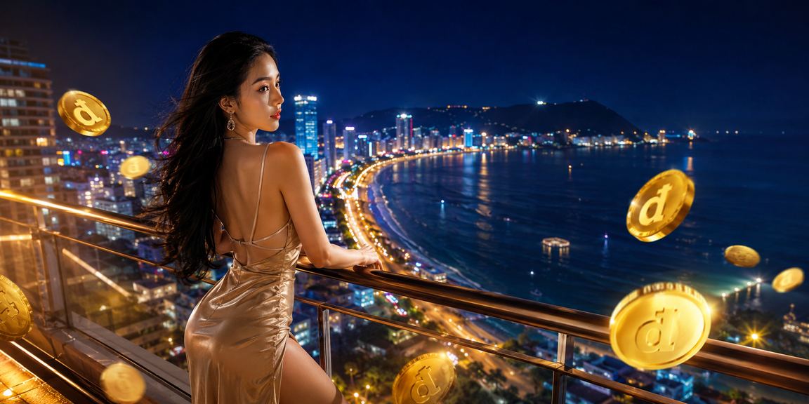 Người chơi casino giải trí tại bãi biển Vũng Tàu buổi tối sáng đèn